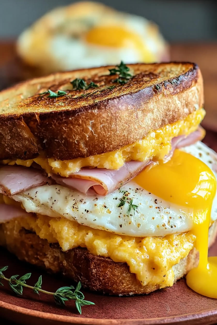 Egg and chicken ham breakfast sandwich image 2