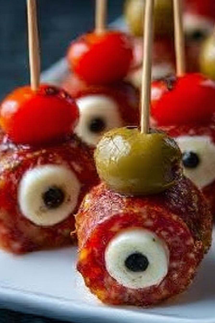 Skewered chicken salami eyeballs image 2