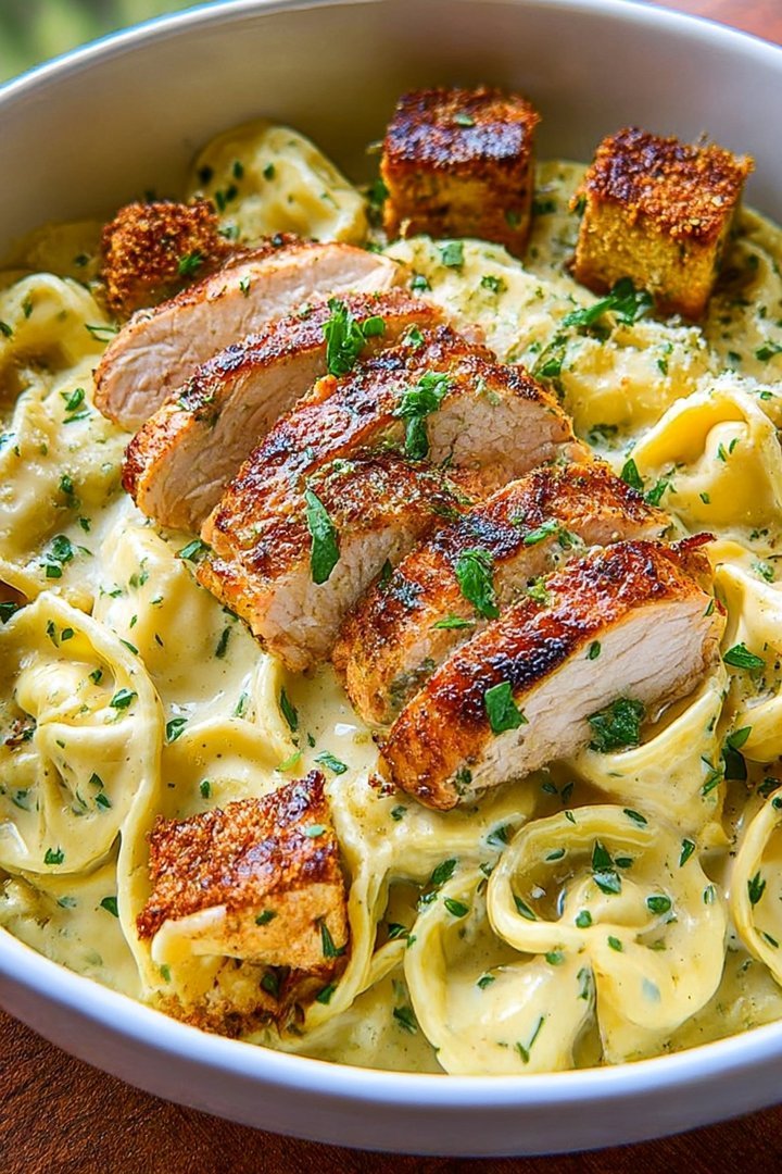 Asiago Tortelloni Alfredo With Grilled Chicken image 2