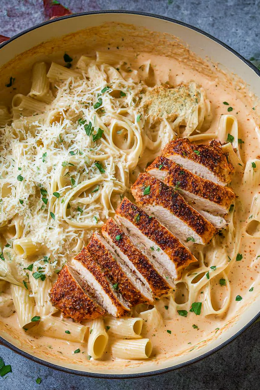 Creamy Cajun Chicken Rigatoni with Garlic Mozzarella Sauce image 2