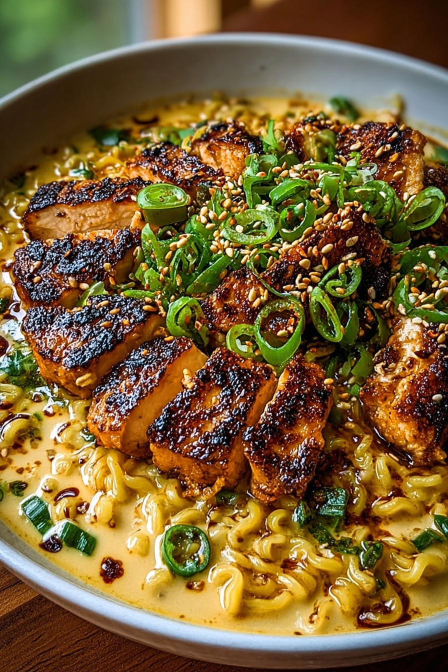 Fiery Chicken Ramen with Creamy Garlic Sauce image 2