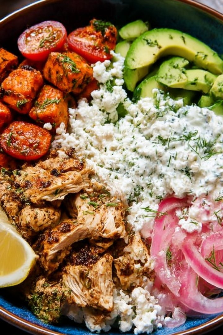 Grilled Chicken Power Bowl with Tzatziki and Sweet Potato Fries image 2