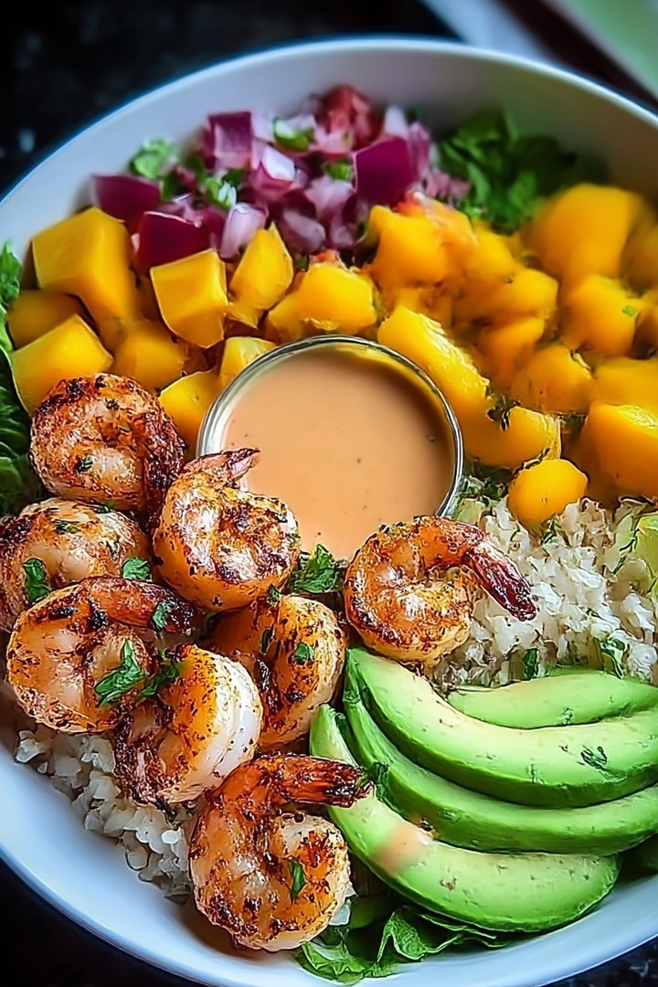 Shrimp and Avocado Bowls with Mango Salsa & Lime chili sauce image 2