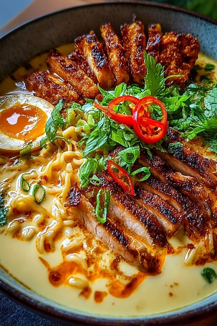 Spicy Chicken Ramen Recipe with Creamy Garlic Sauce image 2