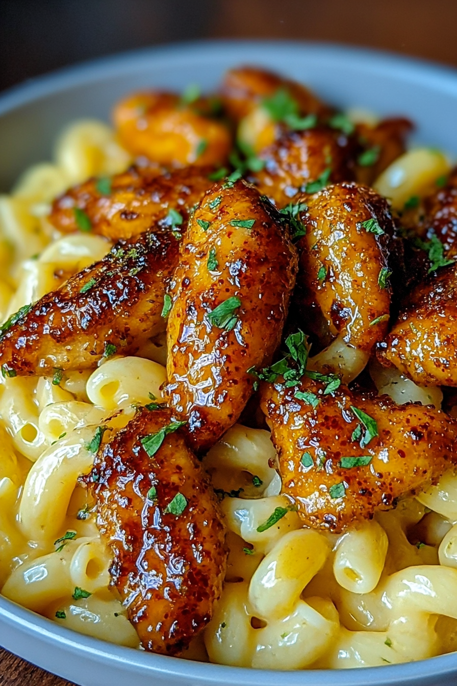 Sweet & Spicy Honey Pepper Chicken with Creamy Mac & Cheese image 2