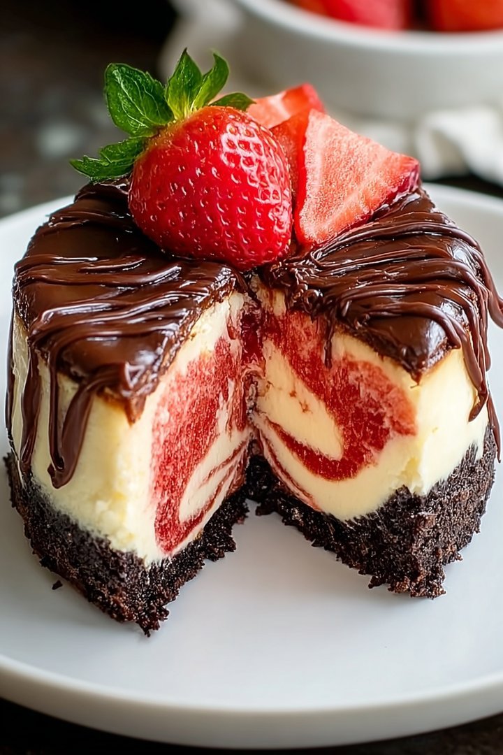 Chocolate Strawberry Swirl Cheesecake image 2