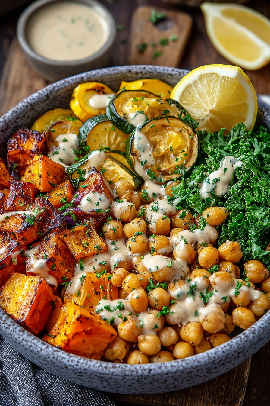 Roasted Veggie & Chickpea Bowl with Maple-Dijon Tahini image 2