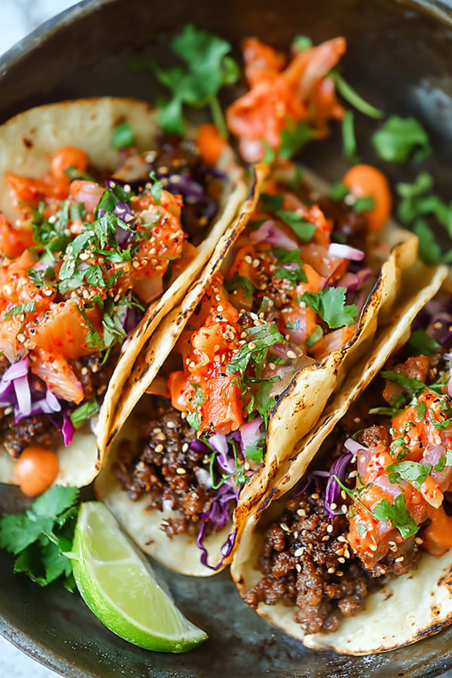 Spicy Korean BBQ Tacos with Fast Kimchi image 2