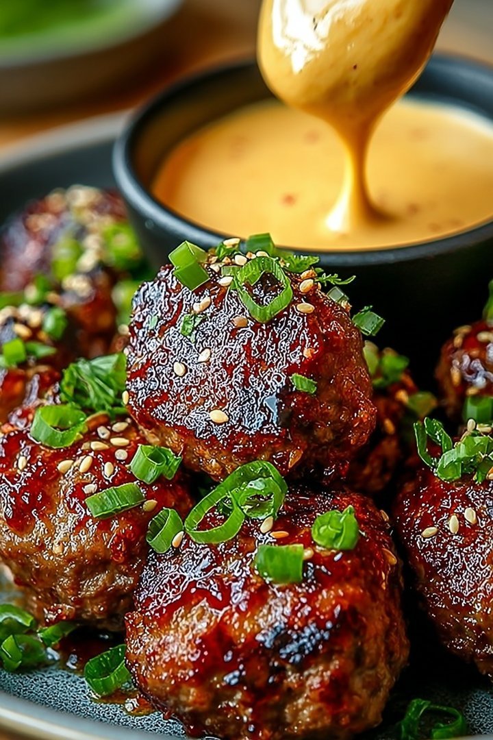 The Best Korean BBQ Meatballs with Spicy Mayo Dip image 2