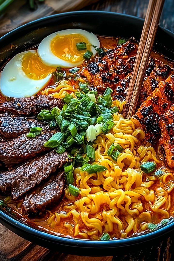 Ultimate Spicy Korean Ramen Recipe with Grilled Beef & Creamy sauce image 2