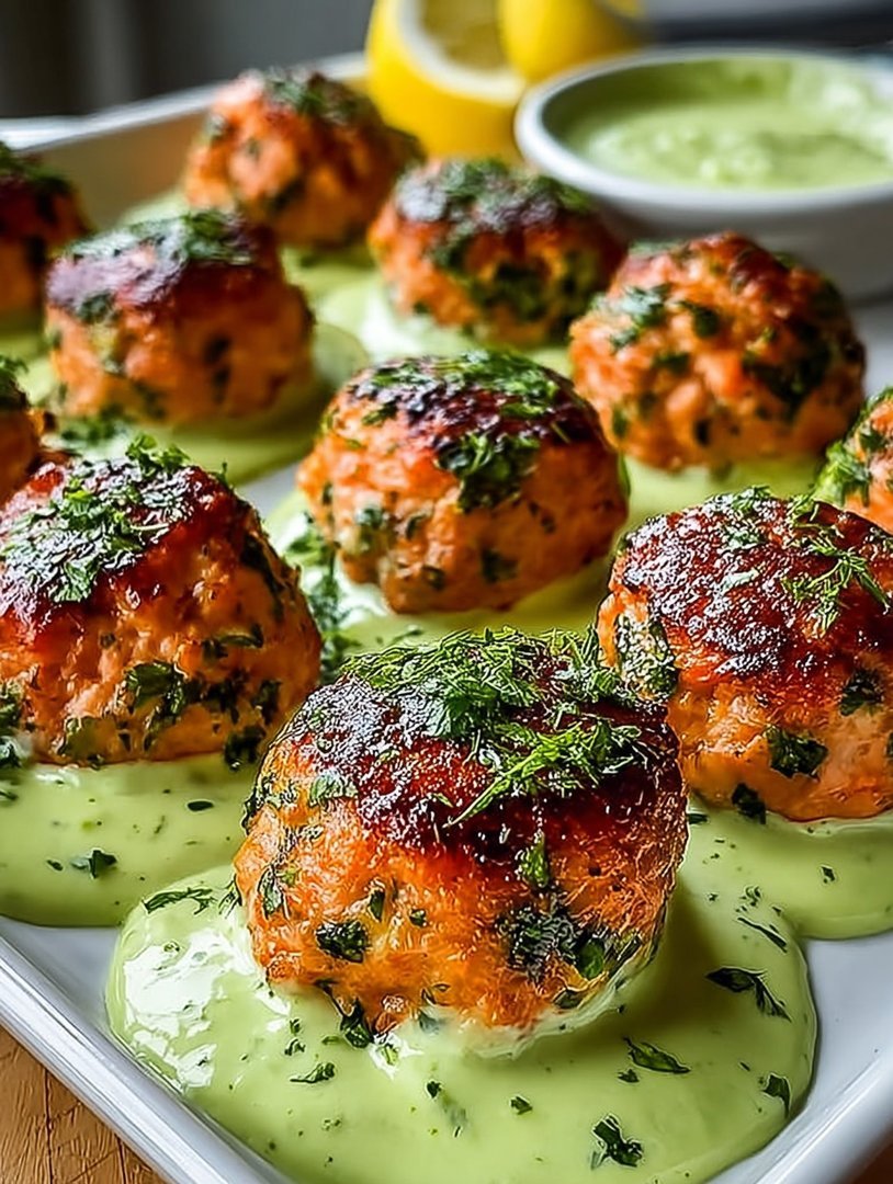 Baked Salmon Meatballs with Creamy Avocado Sauce image 2