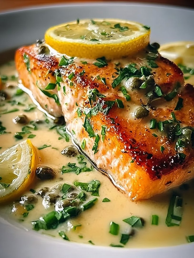 Creamy Lemon Garlic Salmon Piccata image 2