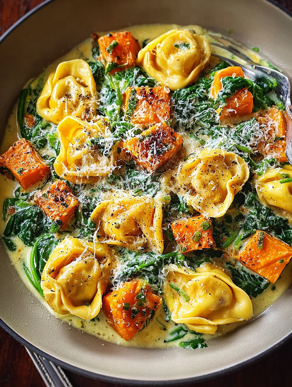 Creamy Skillet Tortellini with Sweet Potato and Spinach image 2