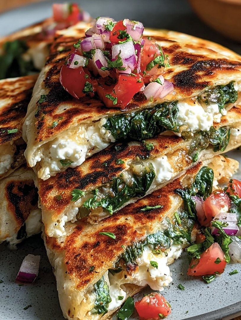 Mediterranean Quesadillas with Spinach, Feta, Mozzarella, and Red Onion image 2