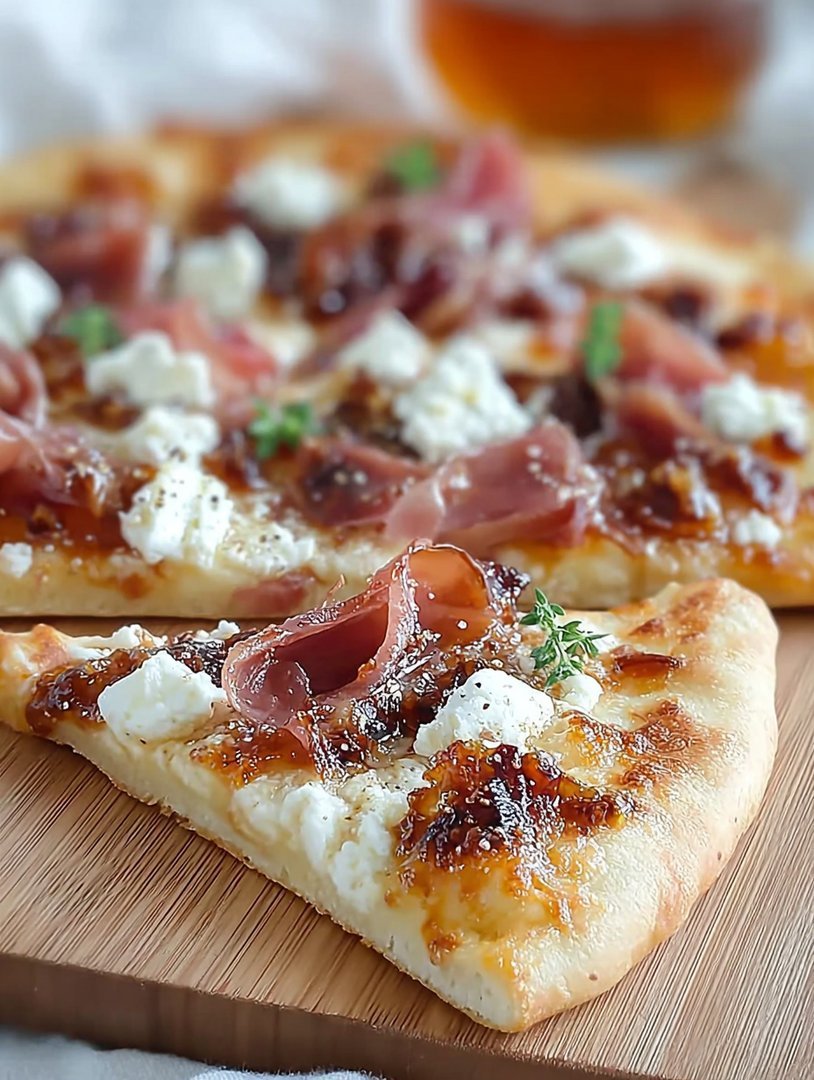 Quick Homemade Fig Jam Pizza With Goat Cheese And turkey turkey turkey turkey prosciutto image 2