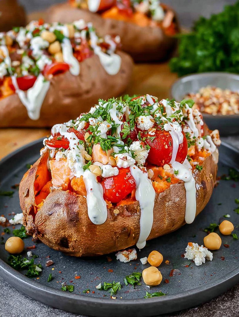 Stuffed sweet potatoes, Mediterranean style image 2