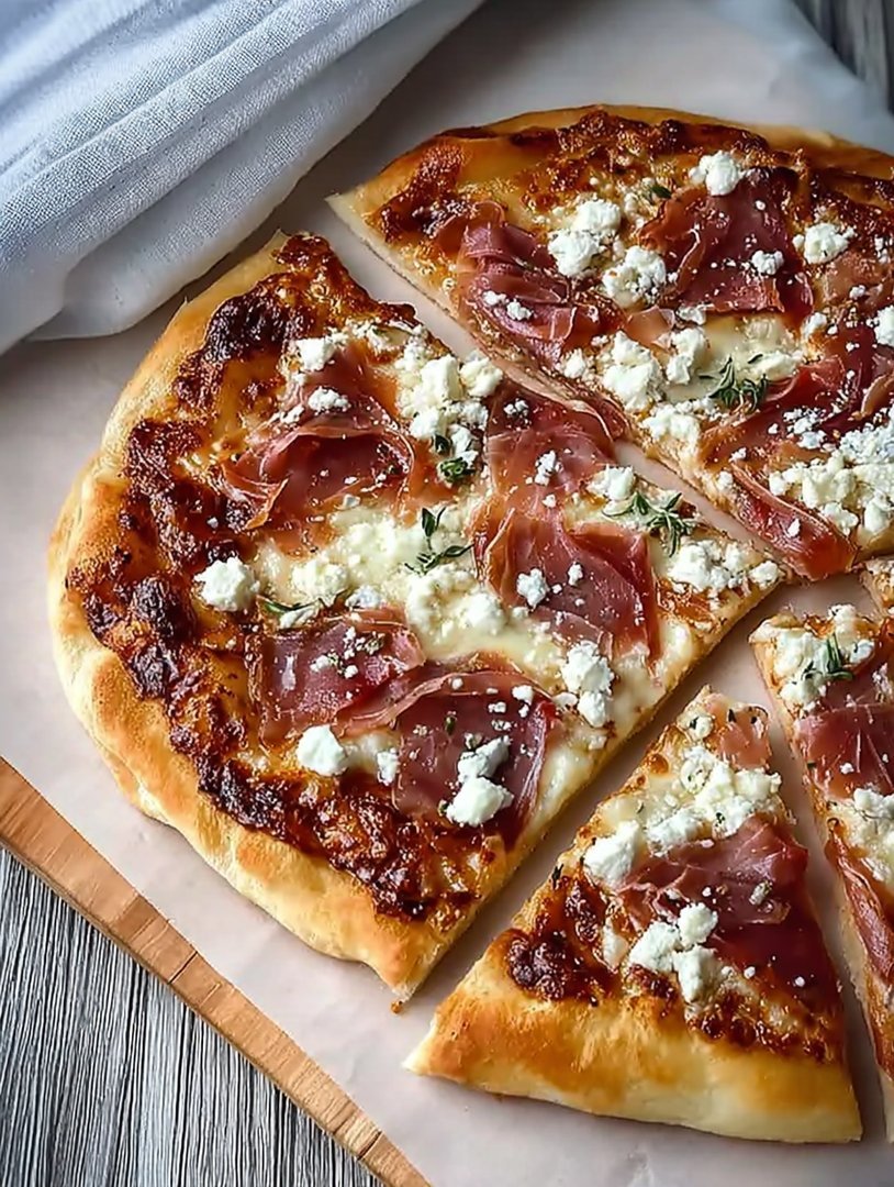 Sweet & Savory Fig Pizza With Goat Cheese And turkey bresaola image 2