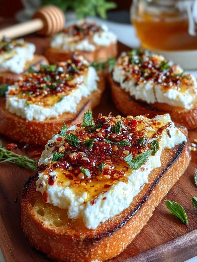 Sweet and Spicy Whipped Feta Crostini with Hot Honey image 2