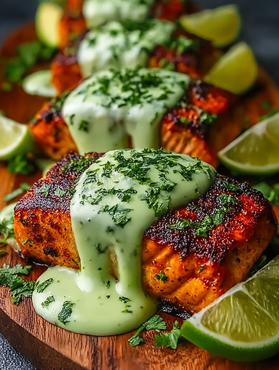 Baked Cajun Salmon | Creamy Avocado Lime Sauce image 2