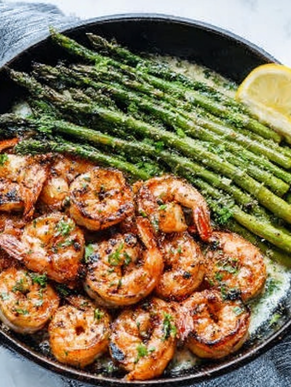 Grilled Shrimp Bowl with Asparagus & Creamy Garlic Sauce image 2