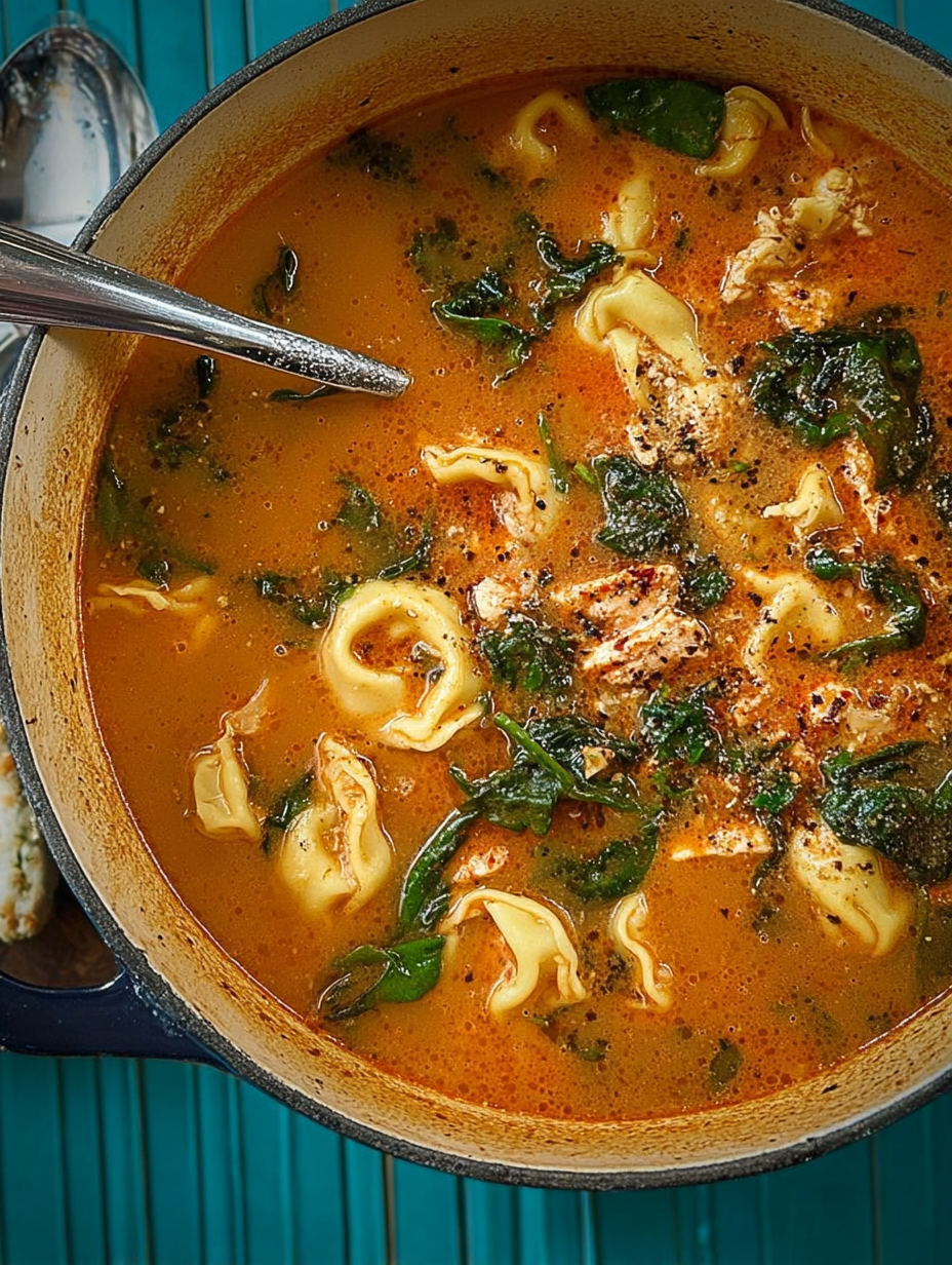 Mediterranean Tortellini Soup with Spinach, Feta, & Chicken image 2