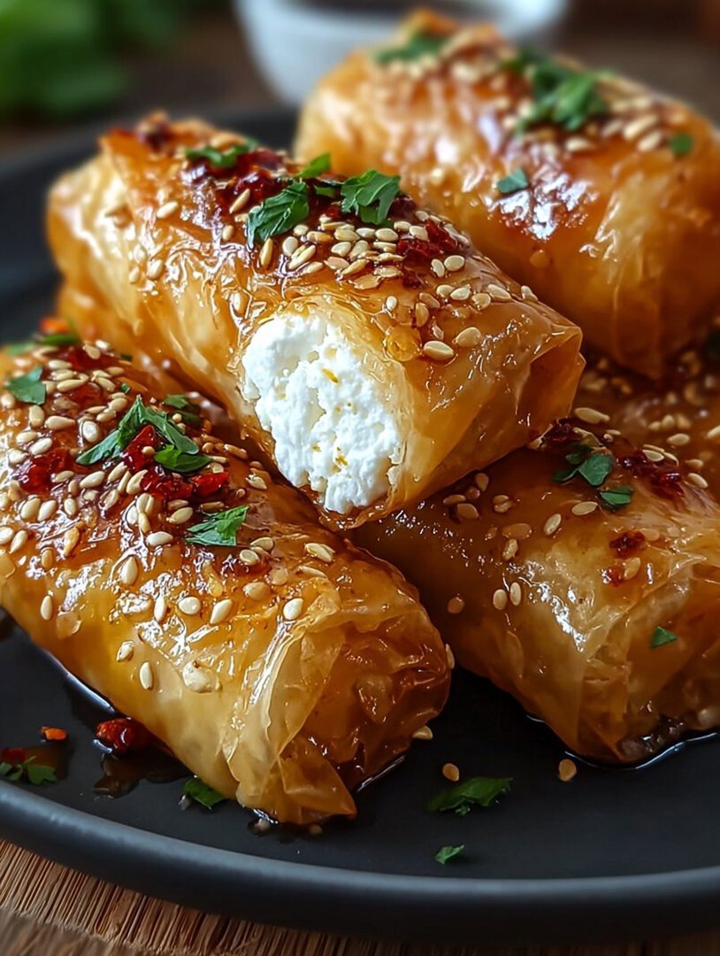 Oven-Fried Feta Rolls with Spicy Chili Honey image 2