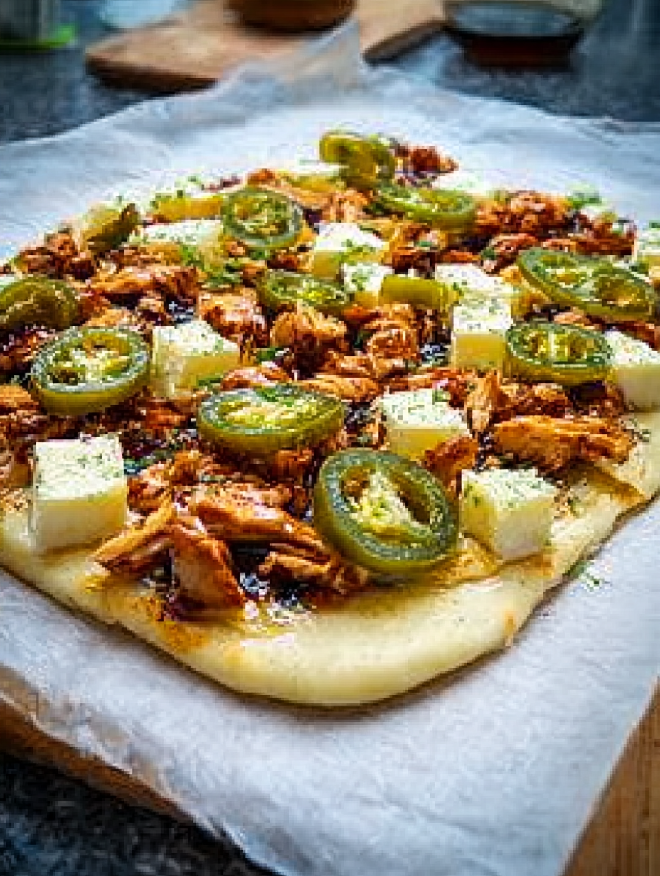 Spicy Chicken and Pickled Jalapeno Pizza image 2