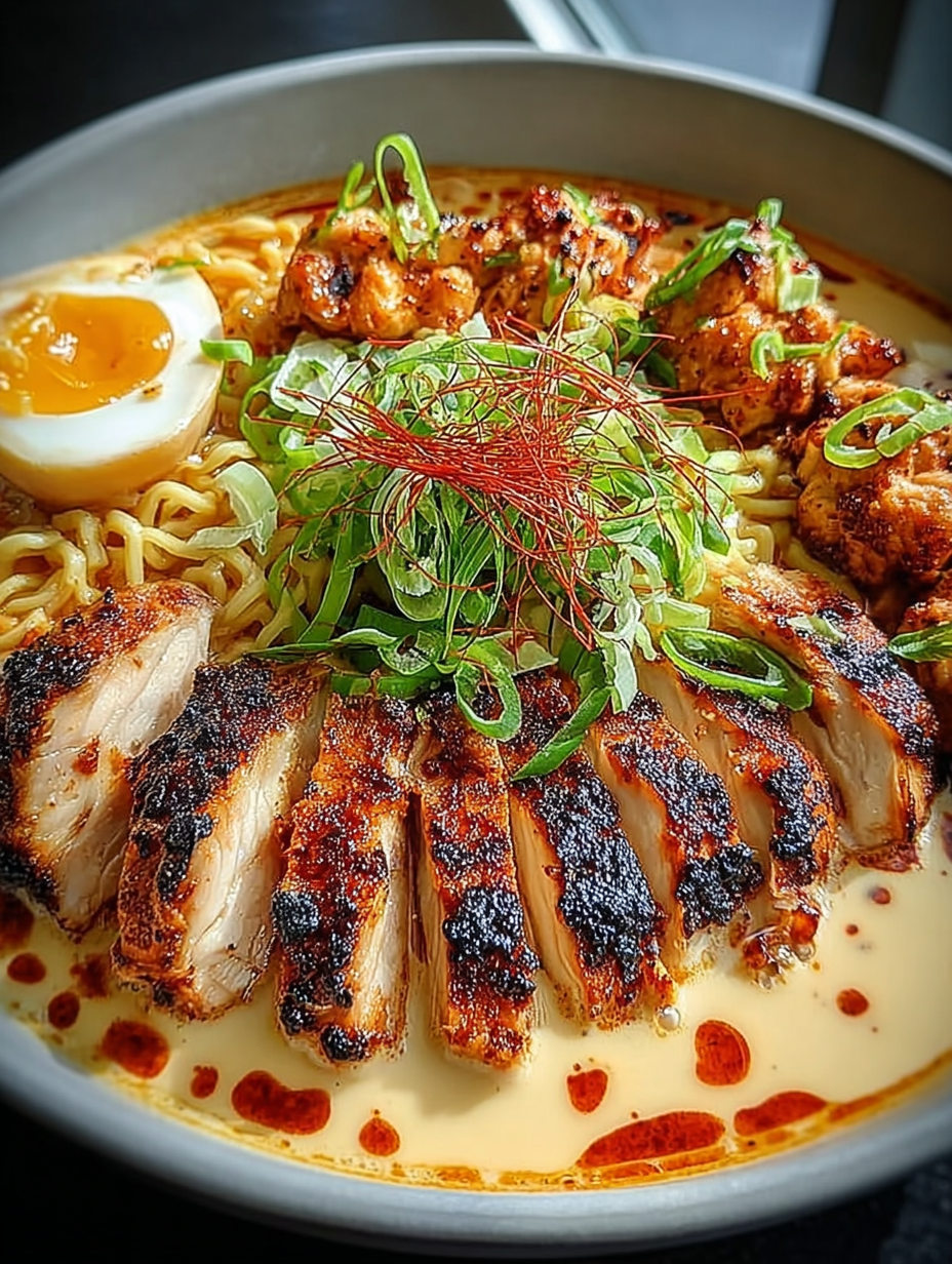 Spicy Fiery Chicken Ramen with Creamy Garlic Sauce image 2