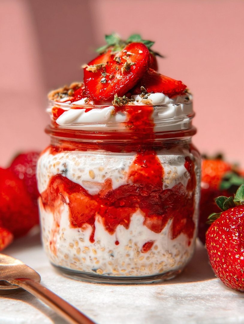 Strawberries and Cream Overnight Oats image 2