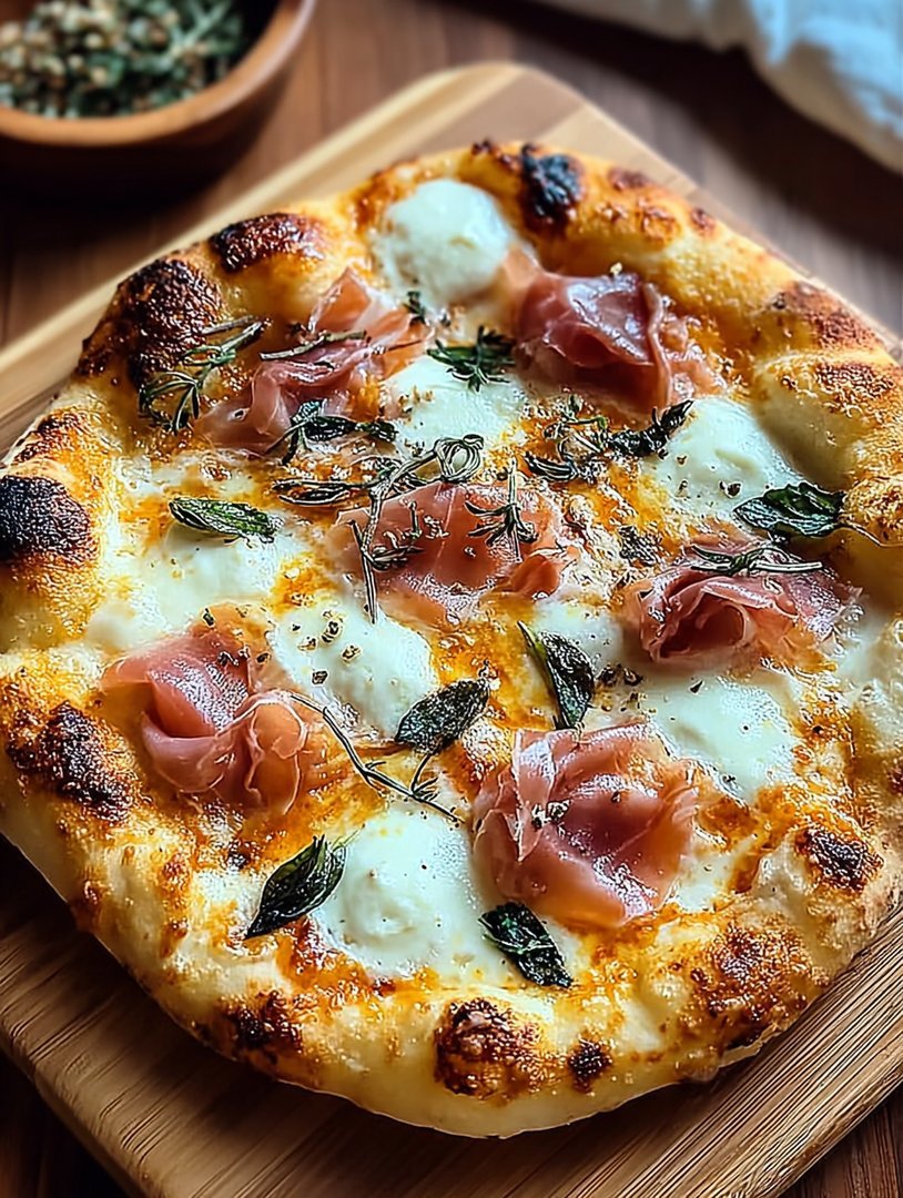 White Pizza with turkey turkey prosciutto image 2