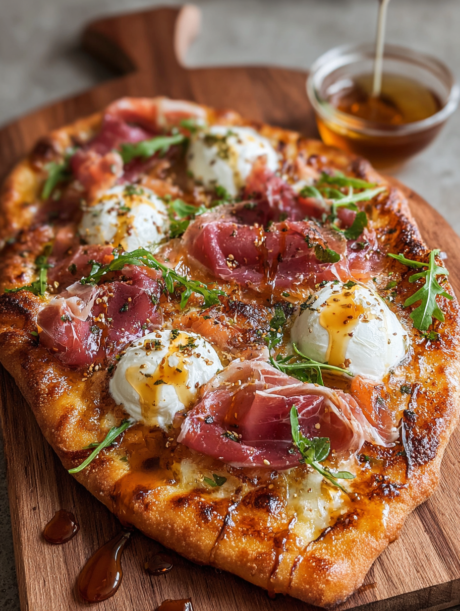 turkey turkey prosciutto and Honey Burrata Pizza image 2