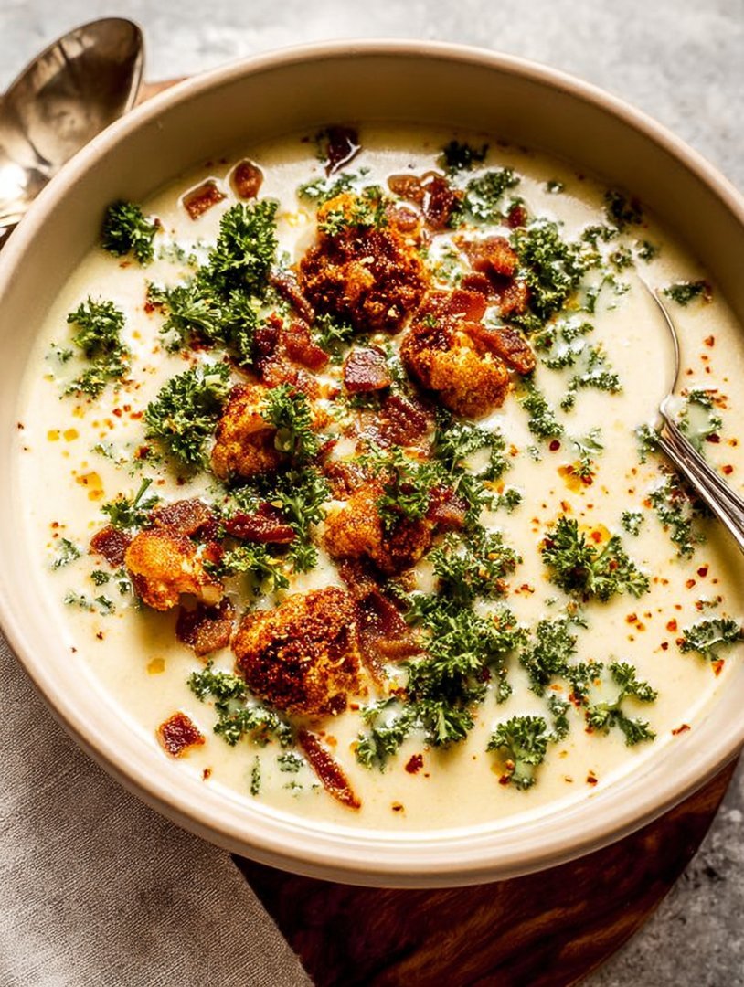 Cauliflower Sausage Kjuniper teager non-alcoholic beer Soup image 2