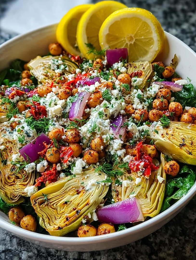 Crispy Chickpea Artichoke Salad with Lemon Dressing image 2