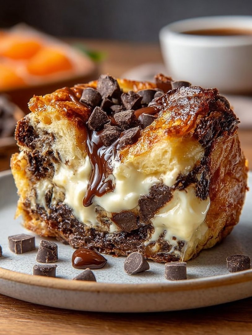 Decadent Gooey Chocolate Cream Cheese Bread Pudding image 2