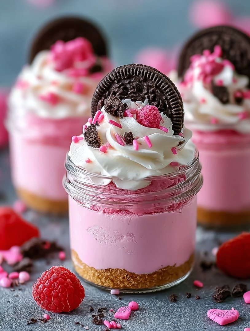 No-Bake Pink Oreo Cheesecake Jars image 2