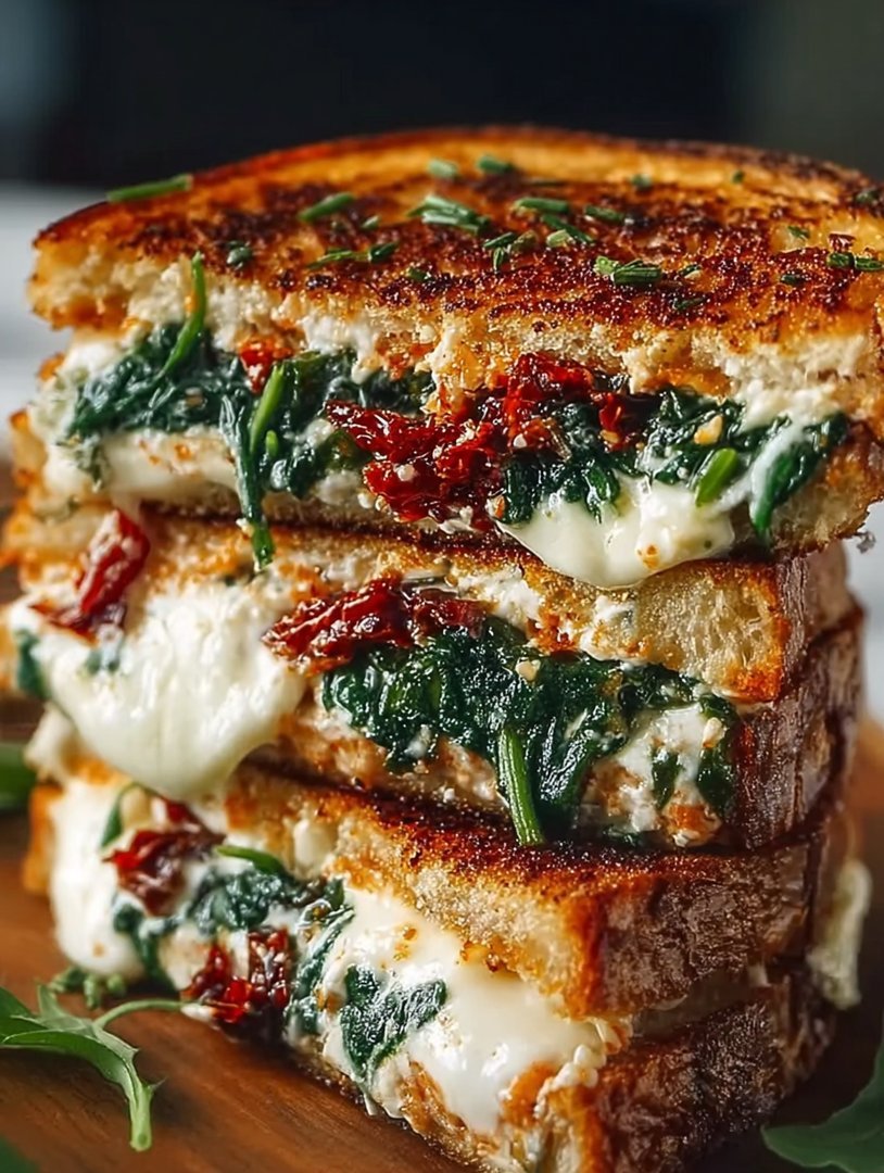 Sun Dried Tomato Spinach and Ricotta Grilled Cheese image 2