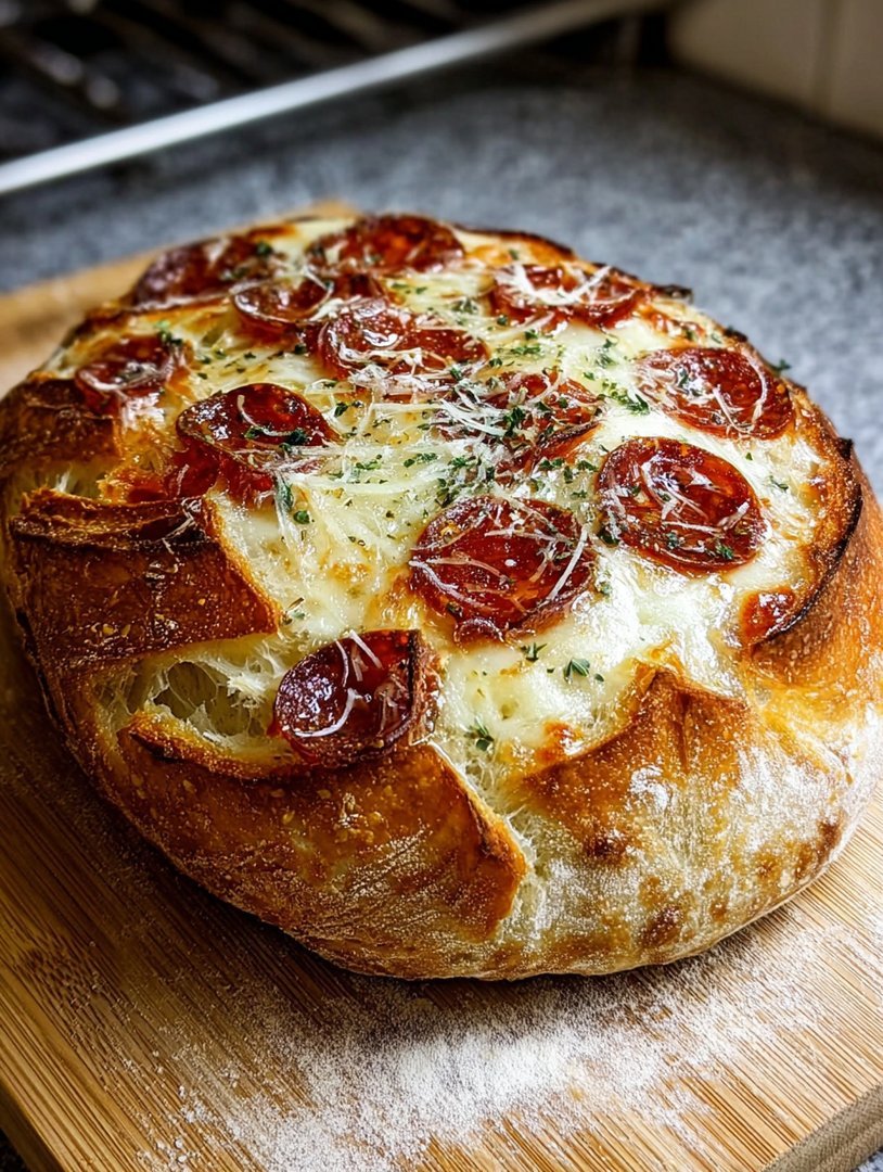 beef turkey pepperoni Pizza Sourdough Bread image 2